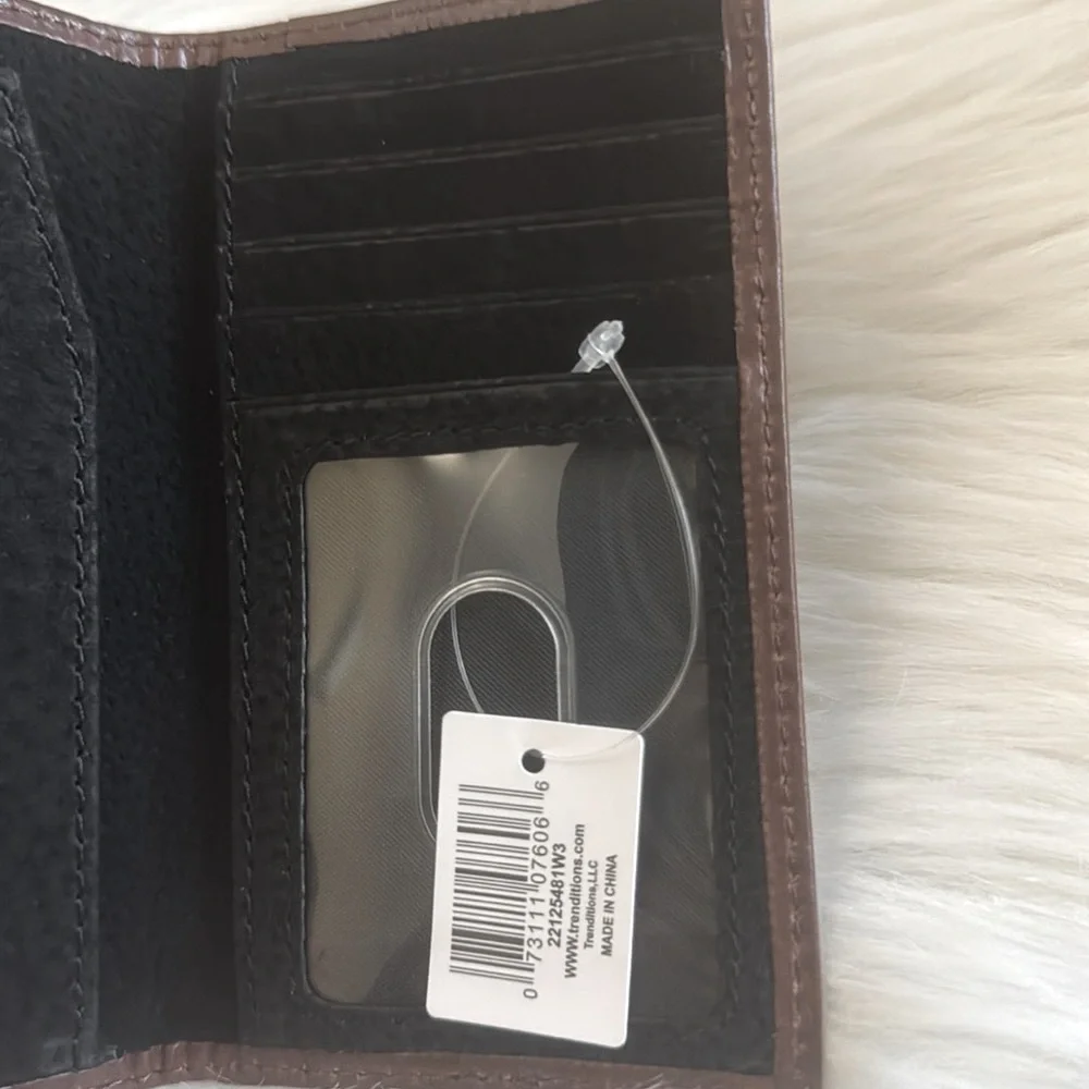 Justin Genuine Leather Junior Rodeo Wallet Brown With Boot Stitch Detail RFID
